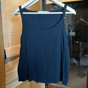 I.Magnin Black Ribbed 100% Cotton Tank Top Size Large